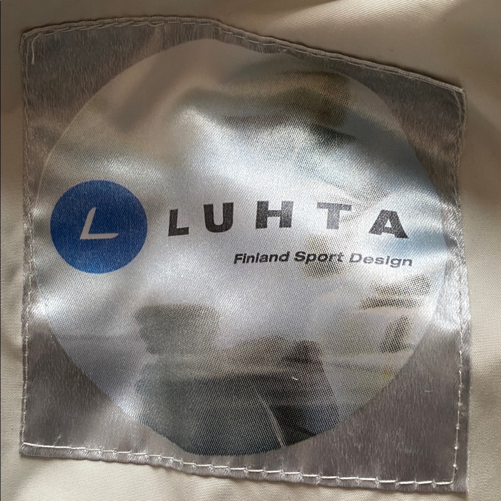 Hooded Puffer Coat frm LUHTA Sport Design midlength Creme/Grey Size US 10 - Picture 14 of 17